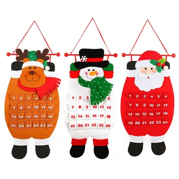 

60pcs Christmas Advent Calendar Felt Haning Cloth Santa Claus Snowman Elk Ornaments Xmas Gift New Year Christmas Decoration Prop