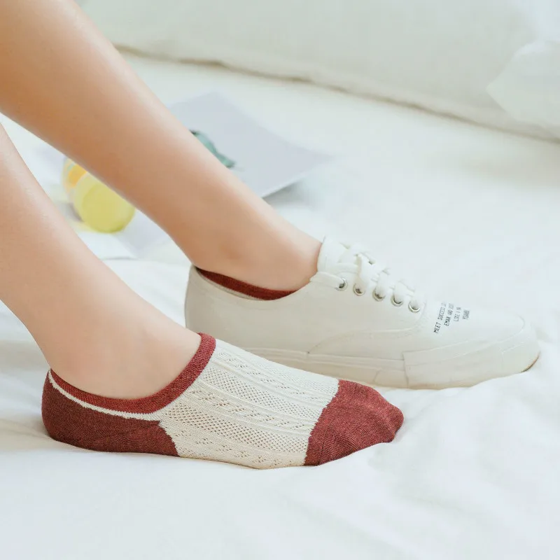 Fast Shipping 2020 New Arrival 5 Pairs Slipper Invisible Patchwork Women's Short Socks Cotton No Show Socks For Women