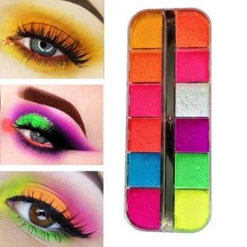 

12 Colors /Set Fluorescent Powder Neon Pigment Eyeshadow Makeup Nail Glitter Dust Gradient Manicure Nail Art Decorations TSLM2