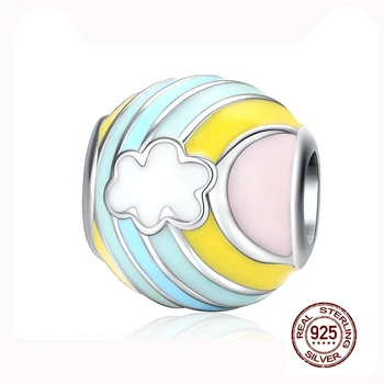 

MOWIMO 925 Sterling Silver Rainbow Beads Round Charm Fit Original Pandora Bracelet Pendant Fine Jewelry Making BNC111