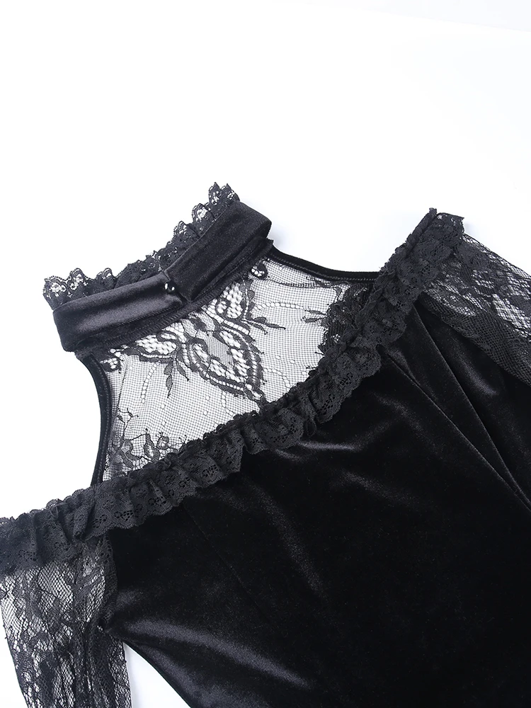 MX402 Gothic Punk Black Velvet Mini Dresses - Nirvanafourteen