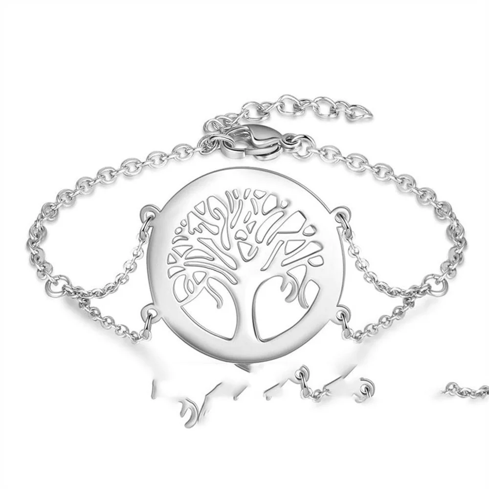 Customized Tree of Life Bracelet Personality Genealogy Bracelet Stainless Steel Adjustable Bracelet Jewelry Lady Mother\'s Day Gi