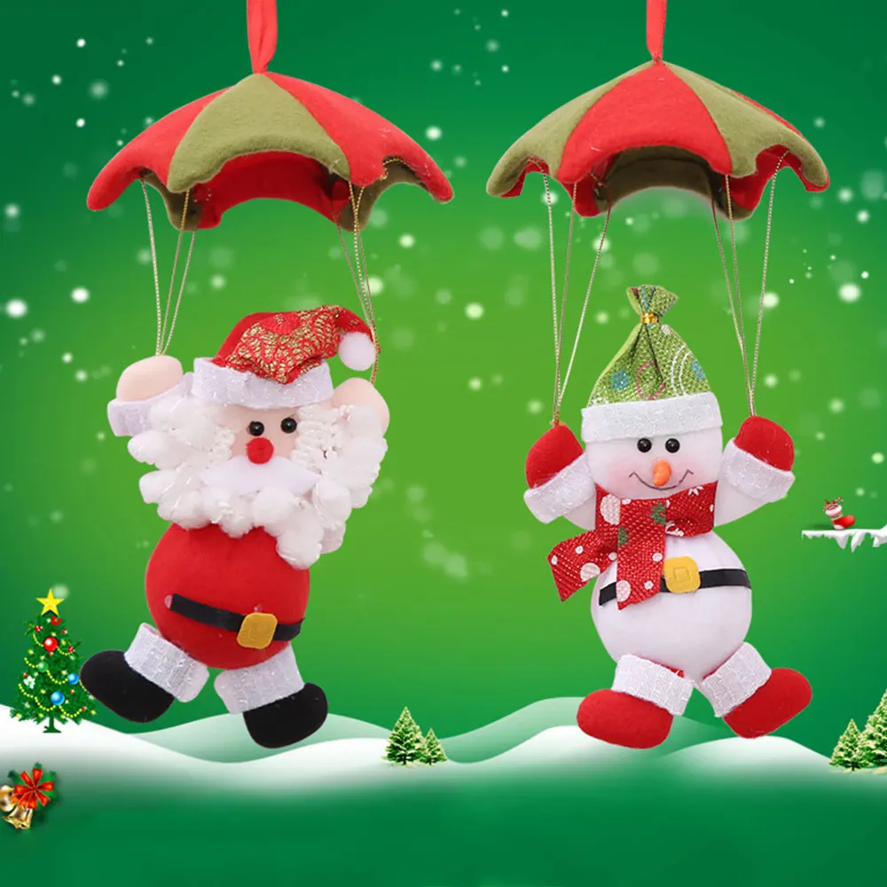 

Snowman Pendant Party Accessories Gift Festival Hanging Decoration Santa Claus Parachute Kawaii Christmas Ornament Xmas Prop