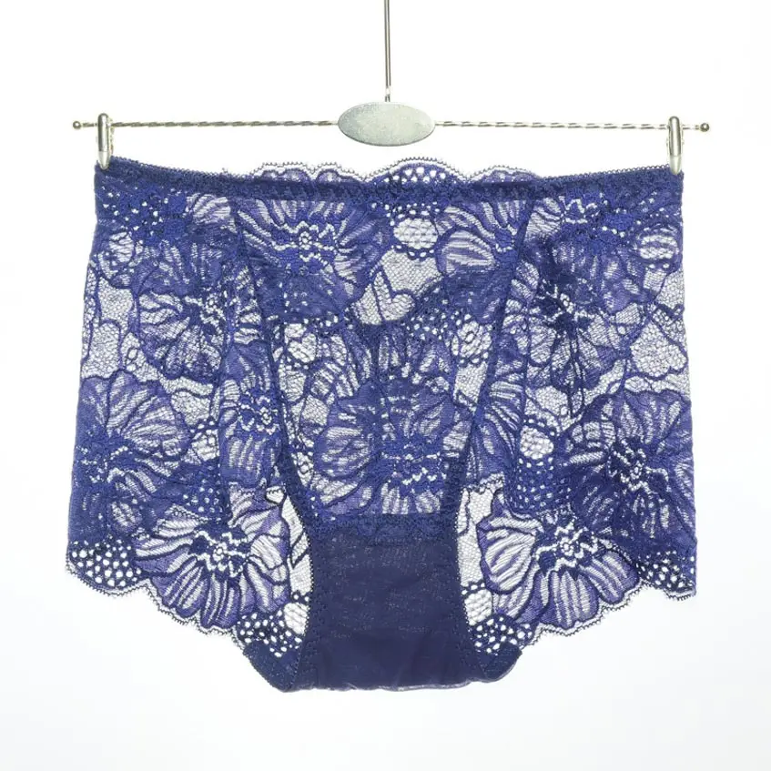 Blue L-XXL размера плюс женское нижнее белье сексуальные трусики кружевные прозрачные бесшовные трусики с высокой талией женское дышащее нижнее белье - Цвет: Blue
