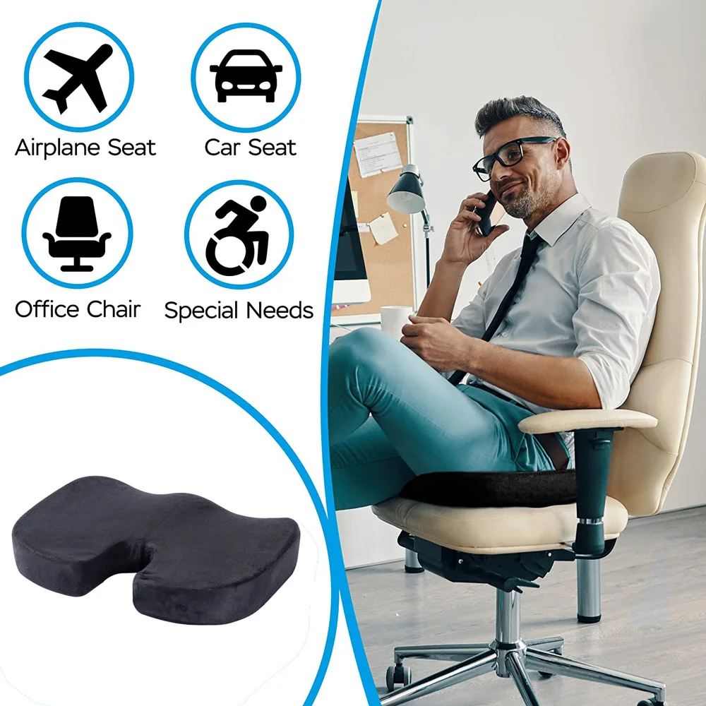 Office Chair Back Pillow Lower Back Support Pillow Wheelchair Memory Foam  Pillow Waist Cushion Backrest With Phone Holder Bag - Seat Supports -  AliExpress