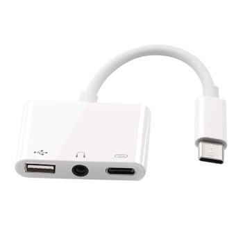 

HOT-Usb C Female Otg o Adapter 3 in 1 Type-C To 3.5Mm o Usb Otg Card Reader and Pd Charging Port Splitter Adapter