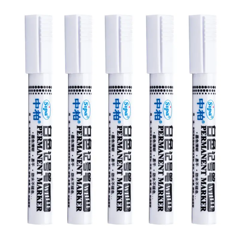 5pcs Metal Waterproof Permanent Marker Pen White Ink Blackboard Oily