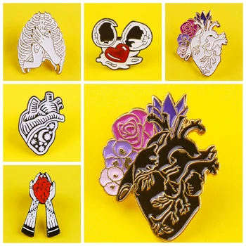 

Anatomical Heart Enamel Pins Medical Anatomy Brooch Hand Heart Neurology Pins for Doctor and Nurse Lapel Pin Bags Badge Gifts
