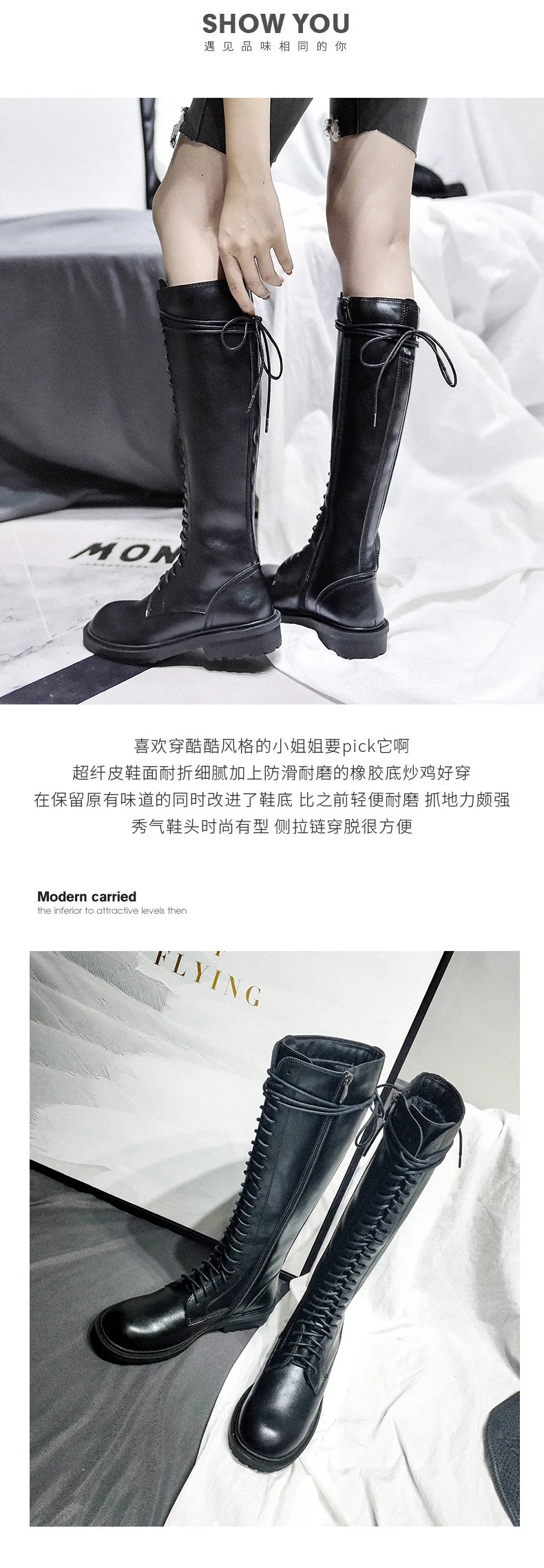winter new high boots women's fashion simple solid color retro style square heel comfortable casual knight boots