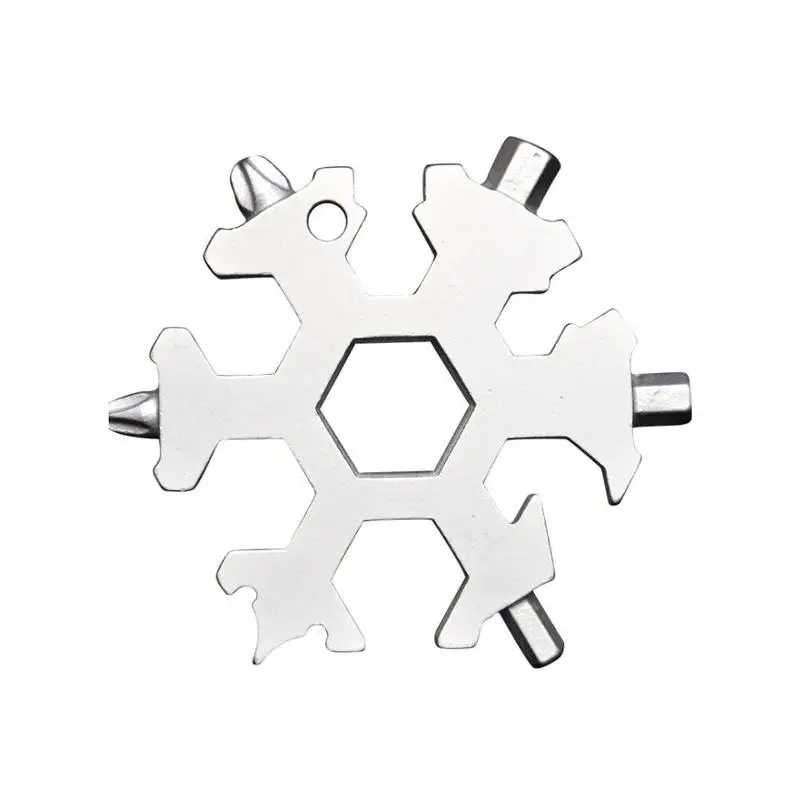 

19 in 1 snowflake multi pocket tool keyring key ring spanner hex wrench multifunction multipurpose camp survive outdoor hike