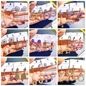 

30 Pairs/lot top quality fashion women earring lot wholesale luxury zircon women wedding earring jewelry lot 201030-57