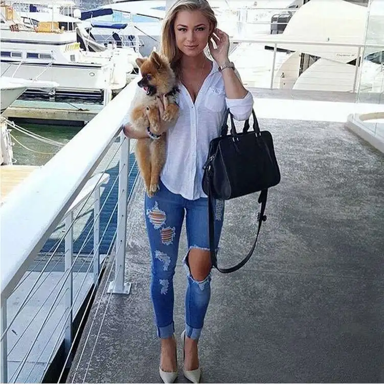 Wish AliExpress EBay, европейский и американский стиль,, высокое качество, хлопок, эластичные, облегающие, с отверстиями, ковбойские, обтягивающие штаны, модные
