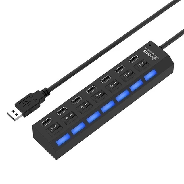 New 4/7 Ports USB HUB 2.0 3.0 High Speed USB Splitter Expander Multi-Port Independent Switch for PC Laptop Windows 7 Ports