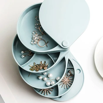 

4 Layers Jewelry Storage Box 360 Degrees Rotary Holder Jewelry Organizer for Earrings Rubber Band Bracelet Small Items Organizer