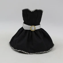 Blyth ледяное черное платье серебряный пояс Одежда для куклы