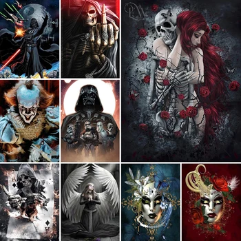 

40x50 diamond painting 5D Full Square embroidery mosaic Cross Stitch Skull mask Alien DIY Wall Sticker home Decoration gift
