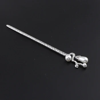 

Womens Pearls Flower Hair Stick Antique Silver Chopstick