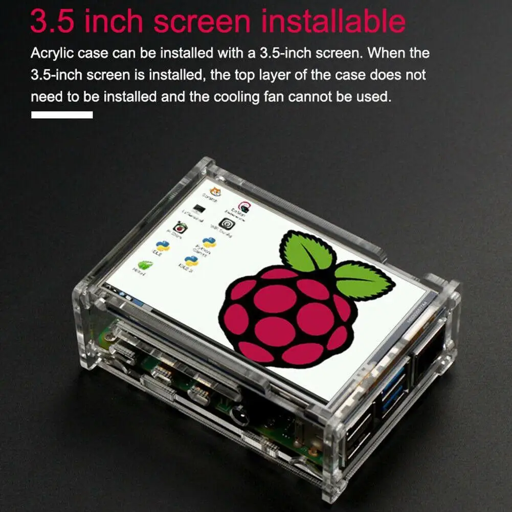 Прозрачный акриловый чехол с охлаждающим вентилятором для Raspberry Pi 4 Model B