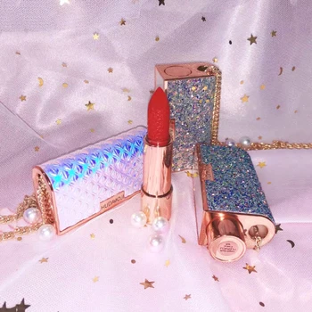 

6Colors Matte Velvet Lipstick Sexy Red Nude Lipstick Makeup Non-Stick Cup Lip Tint Chain Bag Nutritious Pigment Beauty Cosmetics