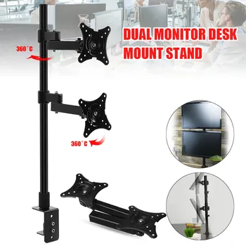 

Desktop Dual Computer Monitor Mount Stand Vertical Array for Two Screens Bracket Fit for 14-24 Inch TV Mount Bracket Clamp