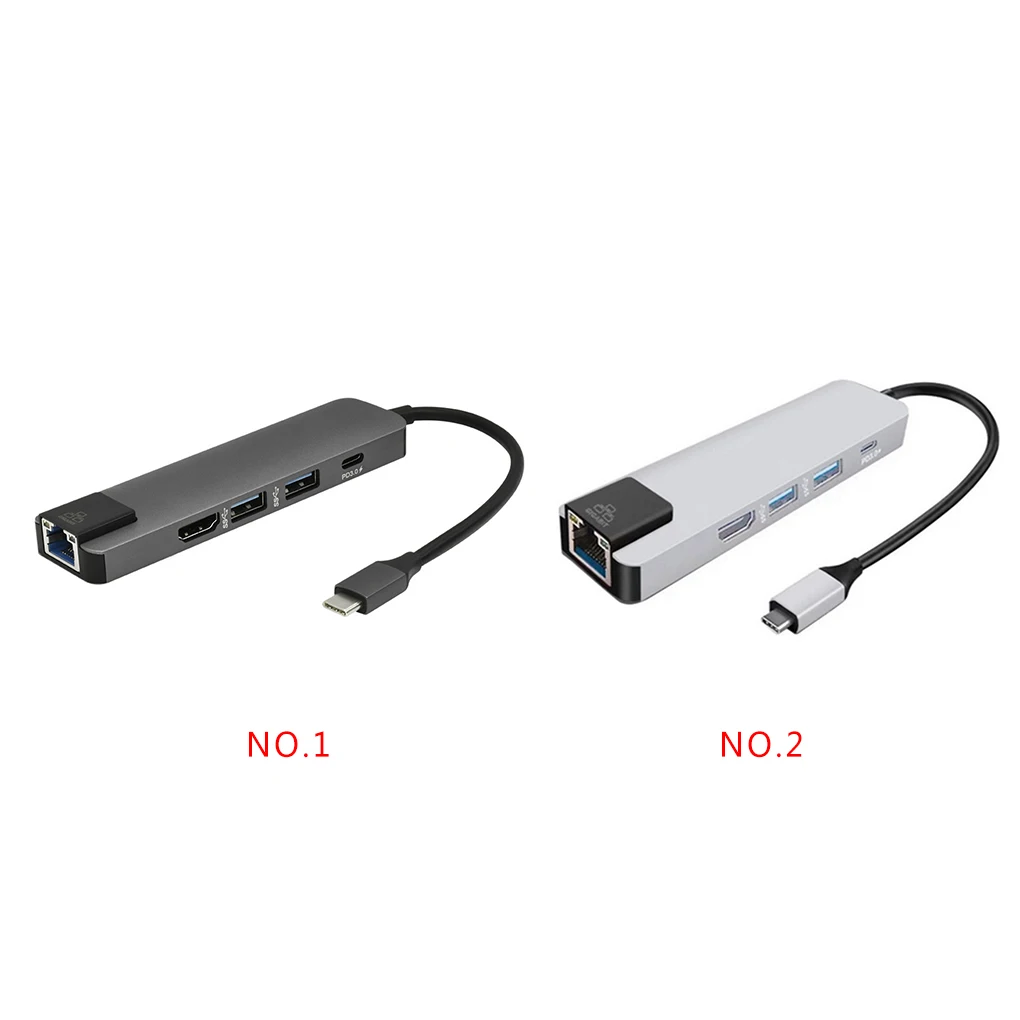 5-в-1 Тип-C адаптер USB HD RJ45 Порты и разъёмы Hub конвертер TF памяти SD кард-ридер высокое Скорость USB3.0 концентратор