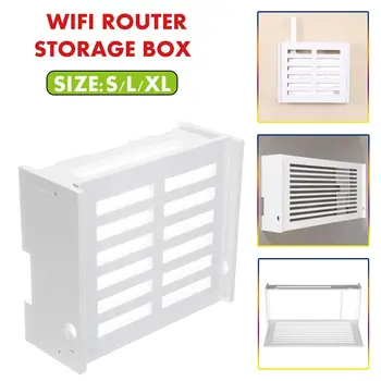 

Wifi Router Shelf Storage Boxes Cable Power Plus Wire Bracket Storage Box Plastic Wall Shelf Hanging Plug Bracket Box S/L/XL