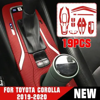 

19PCS Carbon Fiber Red Car Interior Kit Cover Sticker For Toyota Corolla 2019-20 Double-sided Tape On The Back