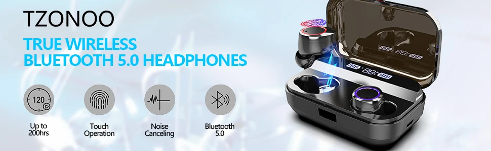 TWS беспроводные наушники Bluetooth v5.0 мини умные сенсорные наушники светодиодный дисплей с 4000 мАч power Bank гарнитура и микрофон