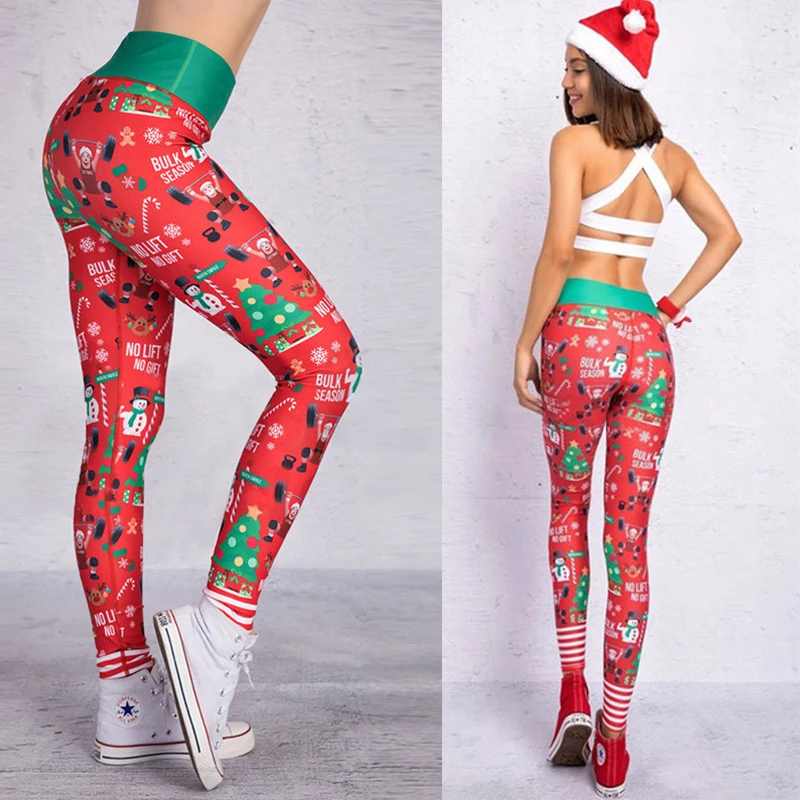 Рождественские леггинсы с 3D принтом, женские леггинсы, праздничная одежда для вечеринок, штаны для фитнеса с высокой талией, одежда для спортзала, трендовые товары