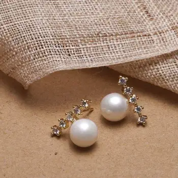 

Micro Pave Bar Pearl Stud Earrings For Women 2020 New Jewelry Classic Delicate Small Earings Wholesale