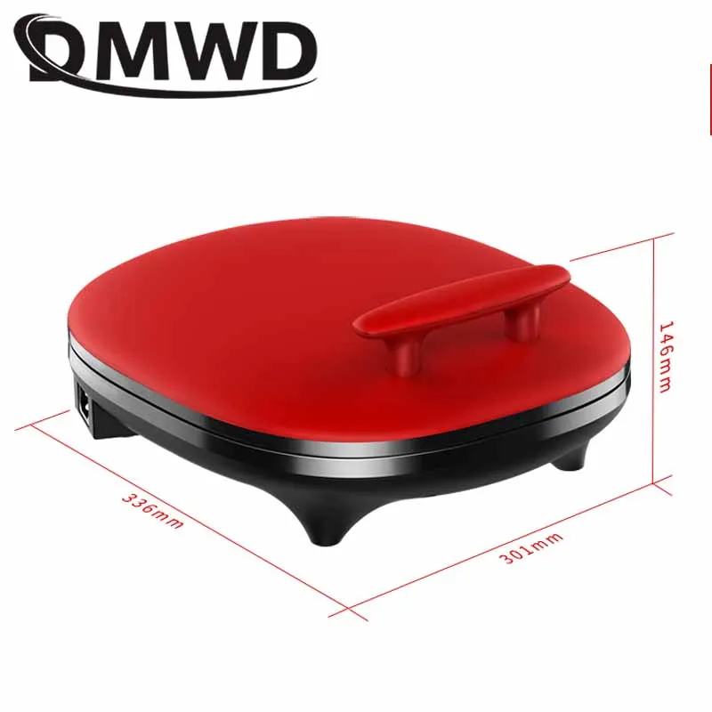 DMWD Electric Crepe Maker Pizza Pancake Baking Pan Griddle Steak Frying Roaster Grilled Meat Hotplate Barbecue Machine BBQ Grill