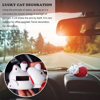 

Solar Lucky Cat Ornaments Rhinestone Beckoning Cat Car Ornaments With Diamond Car Decoration Not Aging Durable And Long Life