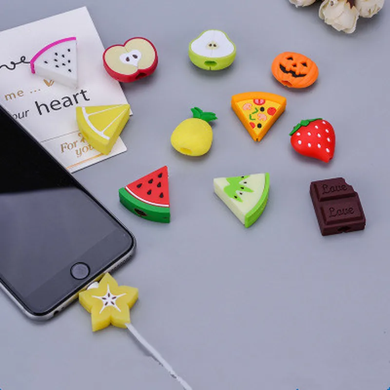 Милая защита для кабеля в виде фруктов Iphone органайзер USB забавные держатели