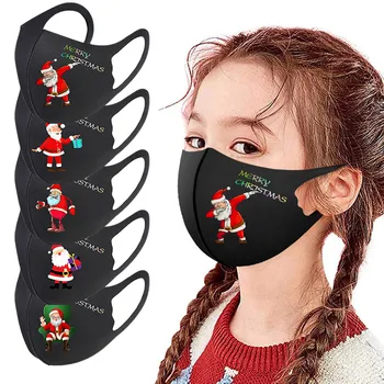 

Party Mask Kids Christmas Face Masks Printing Breathable Reusable Washable Protective Christmas Mouth Caps Dustproof Party Mask