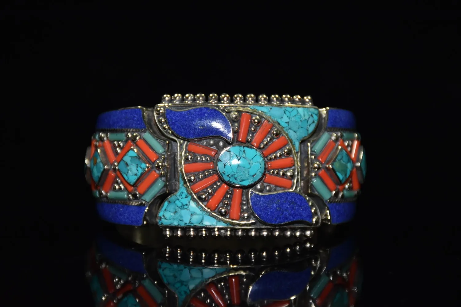 

Браслет из белой меди, инкрустированный Рубином, цвет бирюзовый, аксессуары в национальном стиле