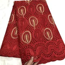 Дышащая Африканская Хлопковая кружевная ткань высокое качество кружева нигерийские Красные кружевные ткани швейцарская вуаль кружева для невесты