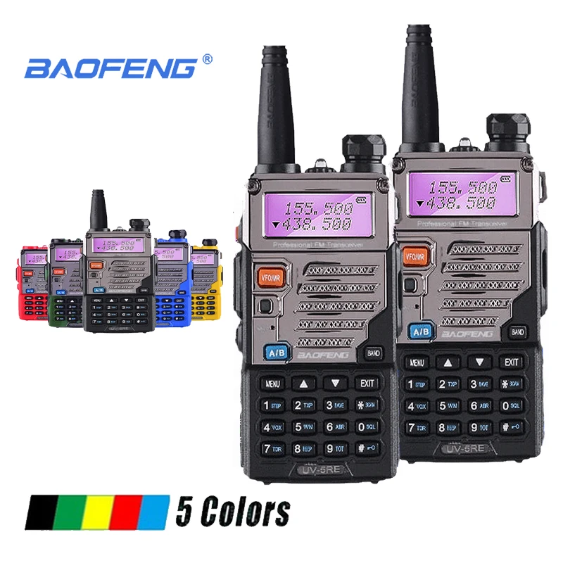 2 шт. Baofeng UV-5RE портативная рация UHF VHF Walky Talky Профессиональный CB радио HF трансивер Baofeng UV-5R UV 5R 5 цветов радио