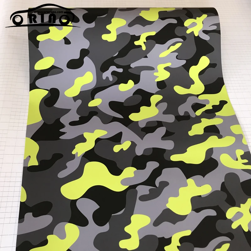 Autocollant de film vinyle camouflage jaune noir gris-4