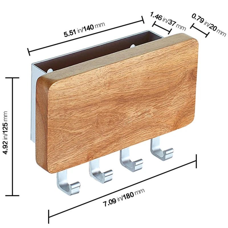 

Key Holder, Decorative Wooden Key Chain Rack Hanger Wall Mounted With 4 Hooks, Multiple Mail And Key Holder Organizer For Door,