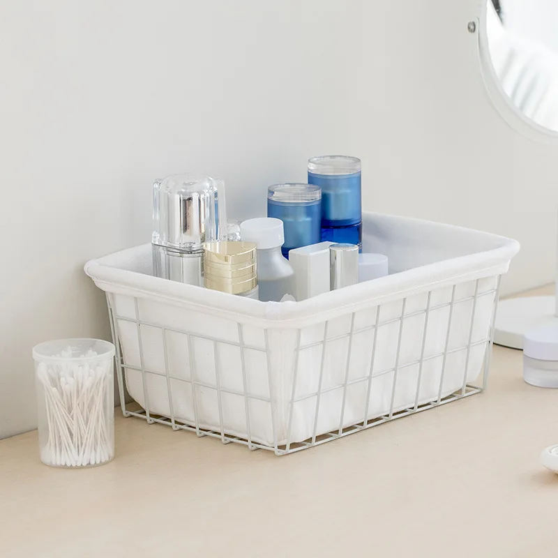 

Jordanjudy Iron Art Cosmetics Storage Basket Large Snacks Storage Box Simple Desktop Storage Frame Storage Basket