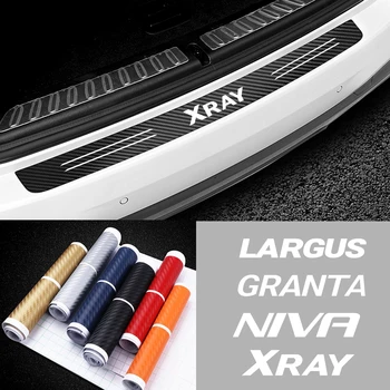 

For Lada Largus Granta Niva Xray Car Rear Bumper Carbon Fiber Protector Sticker Auto Styling Trunk Decorative Decal Accessories