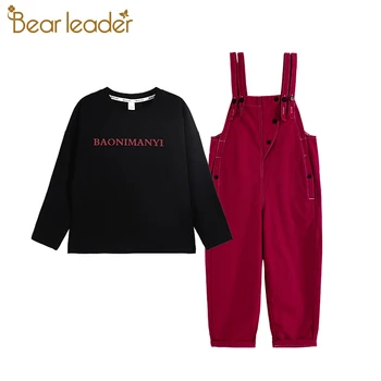 

Bear Leader Girls Sets Autumn Brand New Long Sleeve T-Shirt Solid Suspender Pants 2pcs Casual Girls Clothing Sets 4-13 Years
