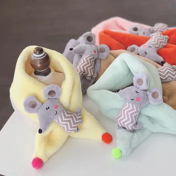 

Autumn and winter children's thick and warm knitted scarf baby cartoon little dinosaur short plush scarf for boys and girls