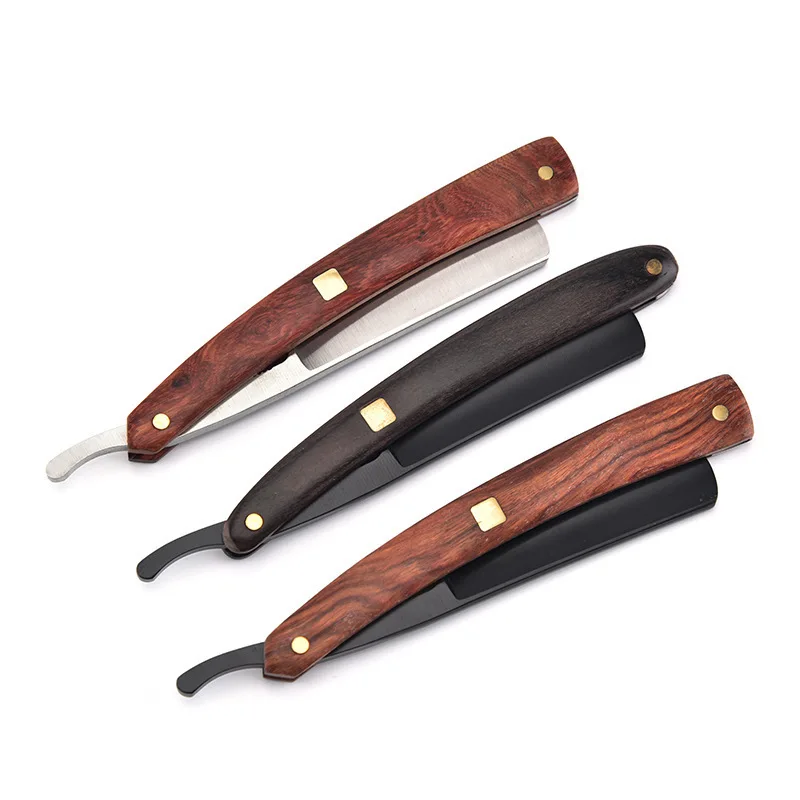

High Quality Manual wooden Handle Shaving Razor Men's Razor Professional Barber Hair Cut Razor Change Blade Type Shaving Knife