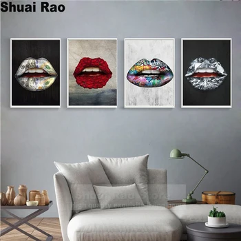 

New sexy flowers money lips full square diamond 5D diamond painting cross stitch kit inlaid mosaic diamond embroidery round,