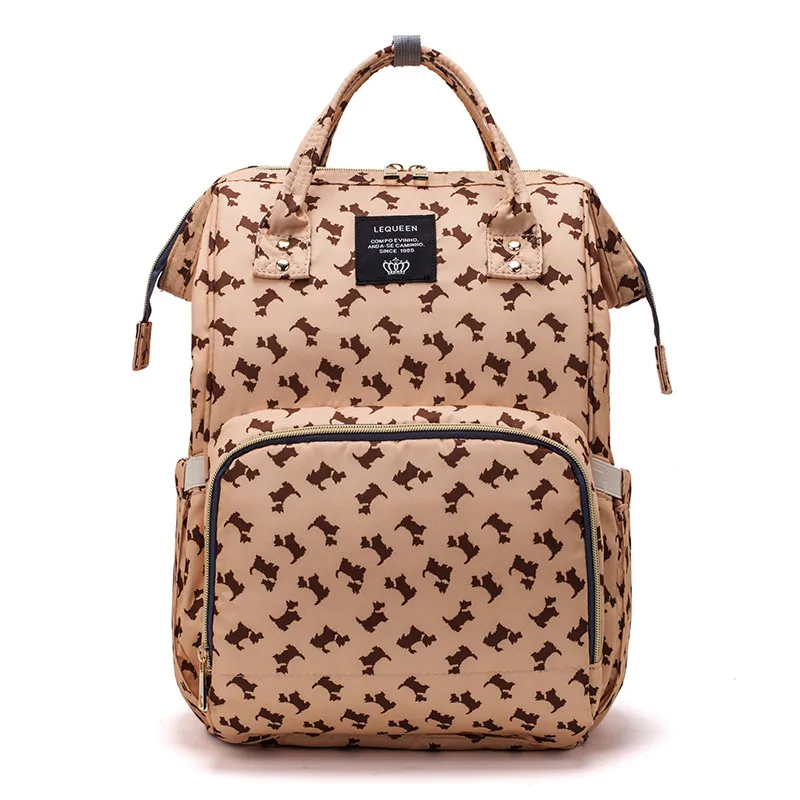 Сумка для подгузников LEQUEEN вместительный рюкзак мам с растительным дизайном