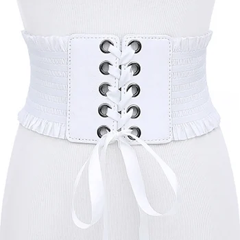 

Adjustable Lace Up Fashion Wide Girdle Tie Bowknot Girls Tassel Elastic Bands Women Belt High Waist Corset Strap