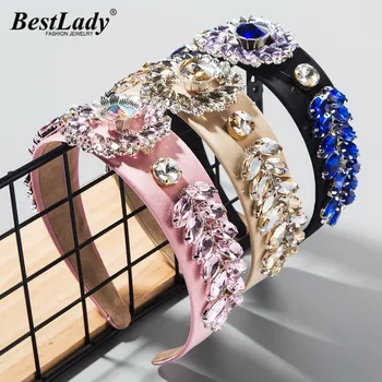 

Best lady New Fashion Luxury Wedding Crystal Hairbands for Women Girls Bridal Jewelry Colorful Antique Hair Accessories Headband