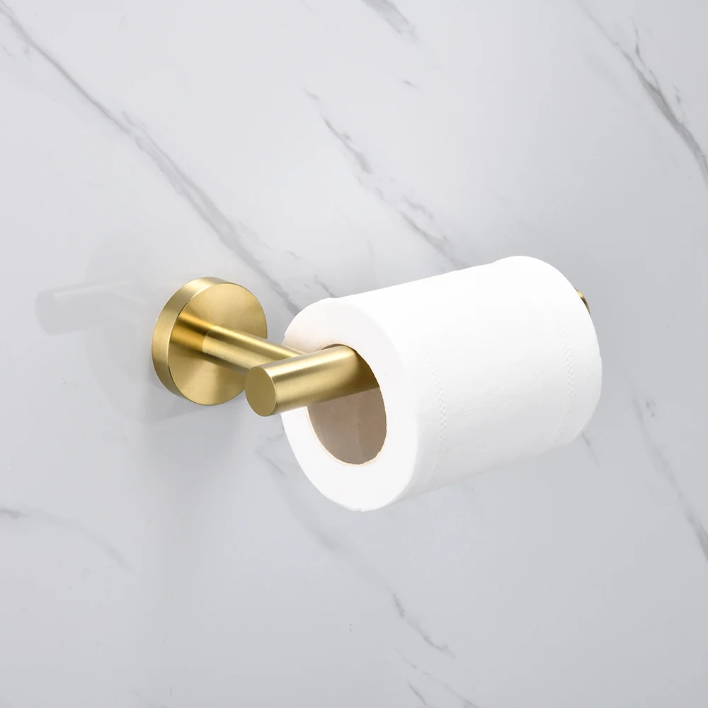 Bathroom Hardware Accessories Brushed Gold Stainless Steel Toilet Paper Holder Wall Hook Towel Holder Rack Kitchen Organizer Bathroom WC Accessories