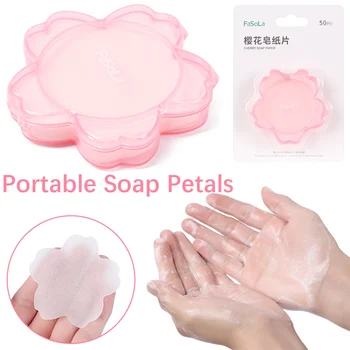 

1box Portable Soap Petals Child Washing Hand Travel Scented Slice Paper Soap Desk Set For School Office Supplies Pink Petal Saku